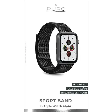 Puro Apple Watch Nylon Rem 42-44mm - Sort 3 Puro Apple Watch Nylon Rem 42-44mm - Sort