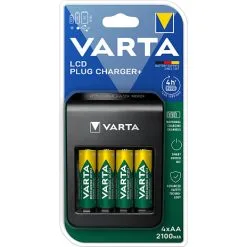 Varta LCD Oplader Til AA/AAA/9V Inkl. 4 AA 2100mAh Genopladelige Batterier