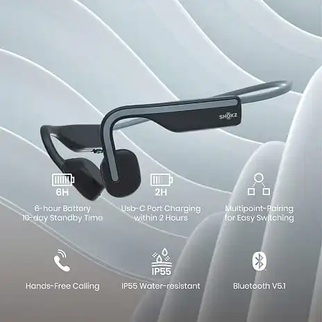 Shokz OpenMove Sportshovedtelefoner - Grå 6 Shokz OpenMove Sportshovedtelefoner - Grå - Billede 4