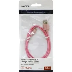 Sinox One USB C Til USB A Kabel. 1m. Pink -Husholdning butik 3330e5da c381 42f7 88a2 299724e0094a