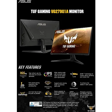 Asus TFT VG279Q1A Gaming Skærm 27" 8 Asus TFT VG279Q1A Gaming Skærm 27" - Billede 6