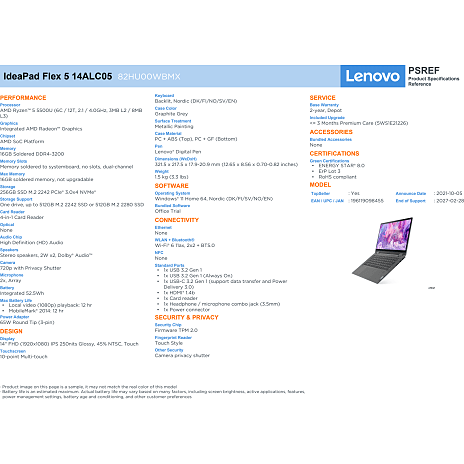 Lenovo IdeaPad Flex 5 - 14" - 82HU00WBMX 9 Lenovo IdeaPad Flex 5 - 14" - 82HU00WBMX - Billede 7