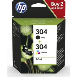 HP Ink 304 Blækpatroner I Dobbeltpakke - Sort/trefarvet