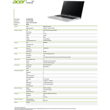 Acer Aspire -15,6" - A115-32-C3J9 11 Acer Aspire -15,6" - A115-32-C3J9 - Billede 9
