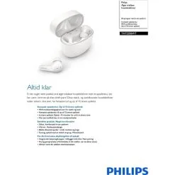 Philips TAT2206WT ægte Trådløse øretelefoner Med Mikrofon - Hvid -Husholdning butik 4f50a228 97fe 4aff 922b d8ee5d5c3c5b