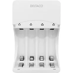 DeltacoBat Deltaco Batterioplader Til 4 AA/AAA Genopladelige Batterier