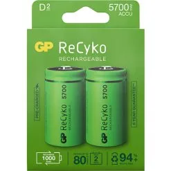 GP ReCyko 2-pak D 2600mAh Genopladelige Batterier