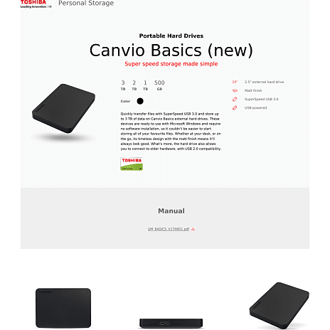 Toshiba Canvio Basic V2 Harddisk - 1 TB 5 Toshiba Canvio Basic V2 Harddisk - 1 TB - Billede 3
