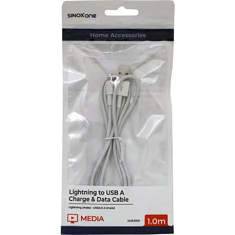 Sinox One Lightning Kabel. 1m. Hvid 4 Sinox One Lightning Kabel. 1m. Hvid - Billede 2