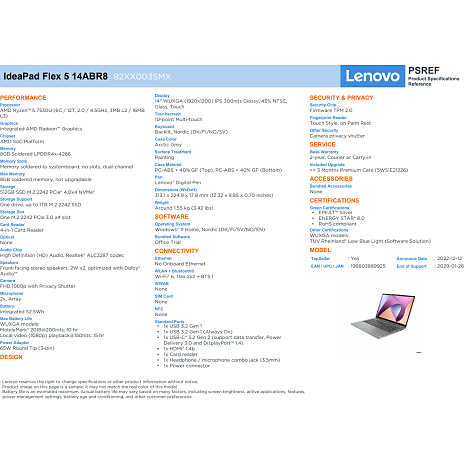 Lenovo Flex5 14ABR8 14" 2-in1 - 82XX003SMX 6 Lenovo Flex5 14ABR8 14" 2-in1 - 82XX003SMX - Billede 4