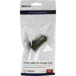 Sinox One 12W Dobbelt USB-A Biloplader - Sort