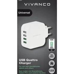Vivanco 4 X USB-hjemmeoplader 4.8A Automatisk - Hvid -Husholdning butik 9c984e9f ff00 4ff1 97eb ae0c83db62ee