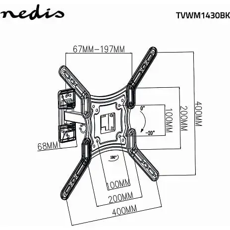 Nedis Tv Vægbeslag Fuldt Bevægeligt 23-55" - 30 Kg - 2 Drejepunkter 16 Nedis Tv Vægbeslag Fuldt Bevægeligt 23-55" - 30 Kg - 2 Drejepunkter - Billede 14