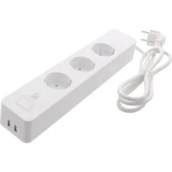 Deltaco Smart Stikdåse Med 3 Stik Og 2 USB-porte - Hvid