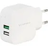 Vivanco 2 X USB-hjemmeoplader 3.4A (2.4A+1A) - Hvid