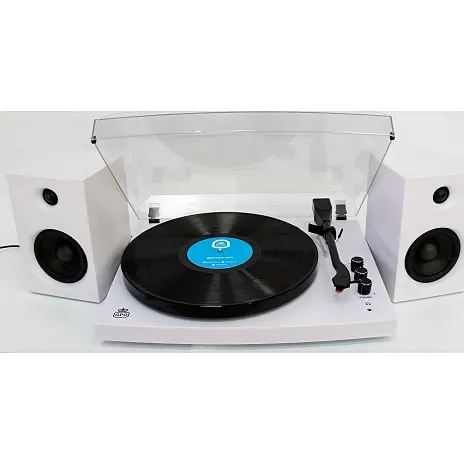 GPO Retro GPO Piccadilly Pladespiller Og Højttaler Sæt Hvid 4 GPO Retro GPO Piccadilly Pladespiller Og Højttaler Sæt Hvid - Billede 2