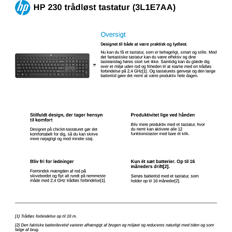HP 230 Trådløs Tastatur - Sort 5 HP 230 Trådløs Tastatur - Sort - Billede 3